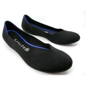 Rothy's Womens Black Flat Round Toe Knit Ballet Slip On Loafers Size US 10